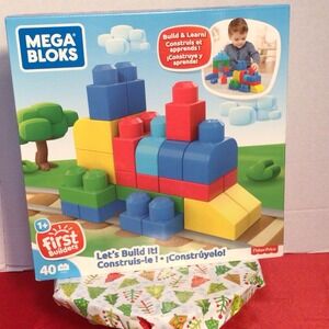 Mega Bloks 40 Pcs Let's Build It! Building Blocks Set Fisher Price Ages 1+ First